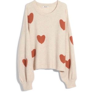 Madewell Heart Dot Balloon Sleeve Pullover Sweater